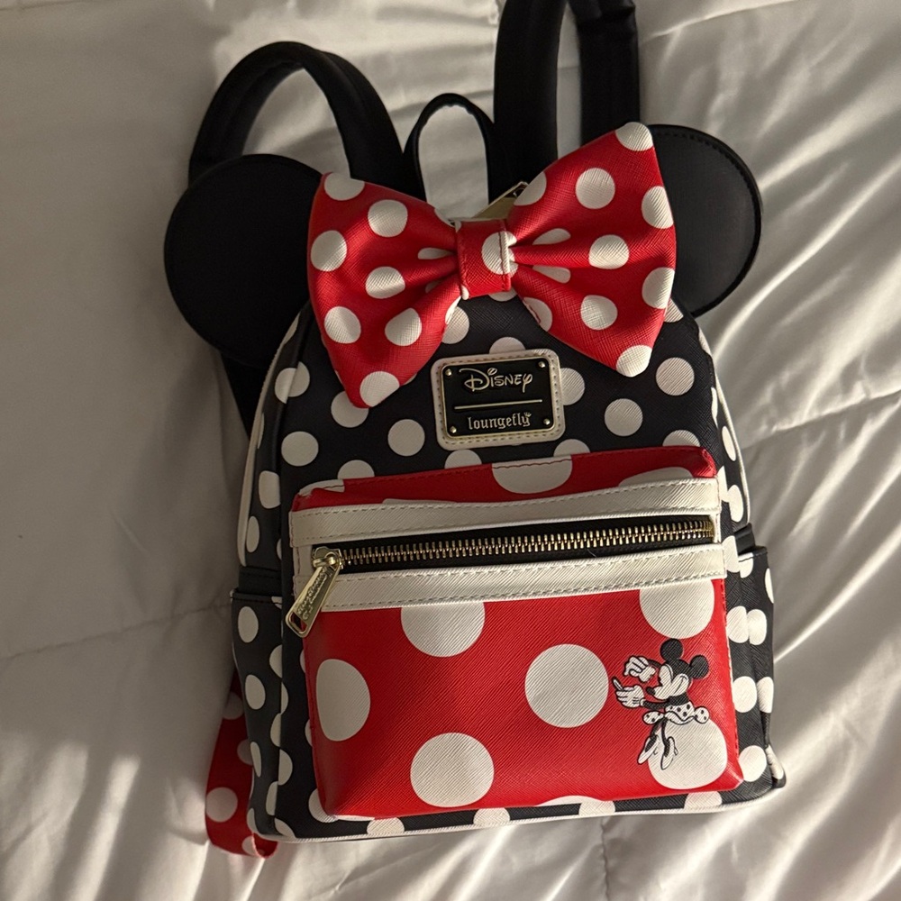 Disney LOUNGEFLY Polka Dot Backpack - Red and Black